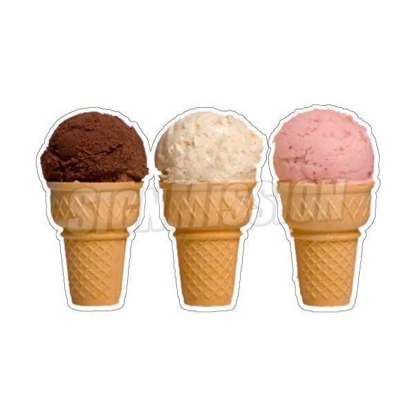 Safety Sign, 1.5 in Height, Vinyl, 48 in Length, Three Ice Cream Cones